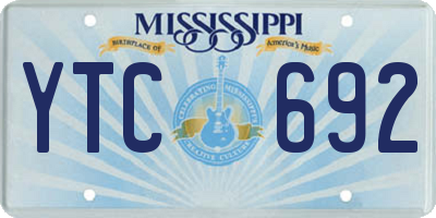 MS license plate YTC692