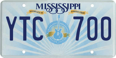 MS license plate YTC700