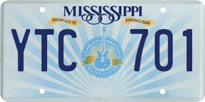 MS license plate YTC701