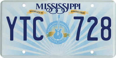 MS license plate YTC728