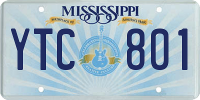 MS license plate YTC801