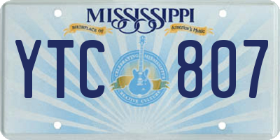 MS license plate YTC807