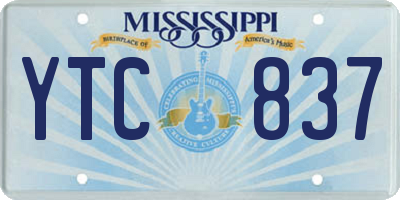 MS license plate YTC837