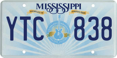 MS license plate YTC838