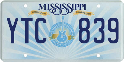 MS license plate YTC839