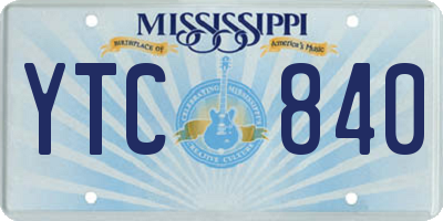 MS license plate YTC840