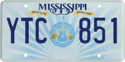 MS license plate YTC851