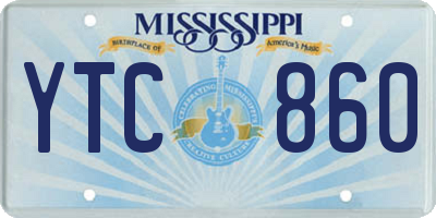 MS license plate YTC860
