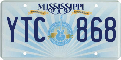 MS license plate YTC868