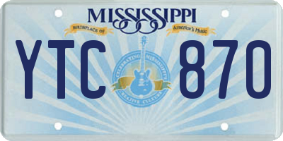 MS license plate YTC870