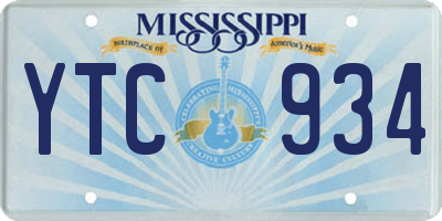 MS license plate YTC934