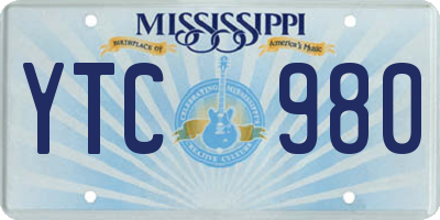MS license plate YTC980