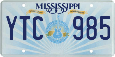 MS license plate YTC985