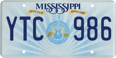 MS license plate YTC986