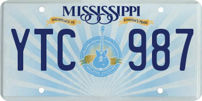 MS license plate YTC987