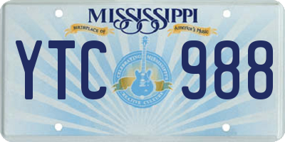 MS license plate YTC988