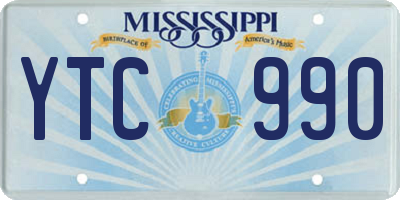 MS license plate YTC990