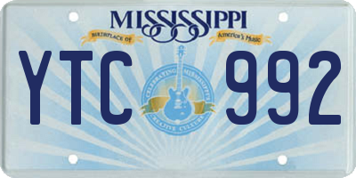 MS license plate YTC992