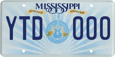 MS license plate YTD000