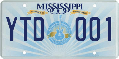 MS license plate YTD001