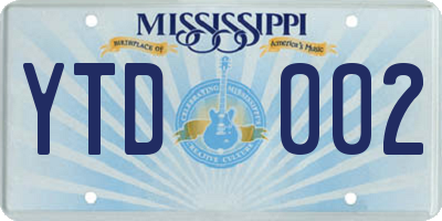 MS license plate YTD002