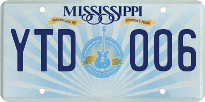 MS license plate YTD006
