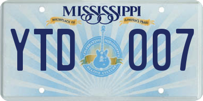 MS license plate YTD007
