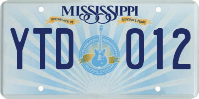 MS license plate YTD012
