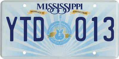 MS license plate YTD013