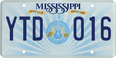 MS license plate YTD016