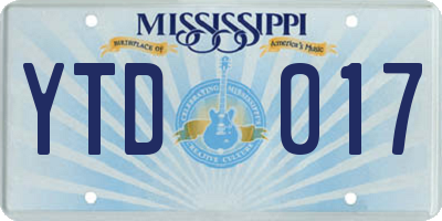 MS license plate YTD017