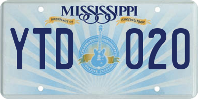 MS license plate YTD020