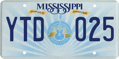 MS license plate YTD025
