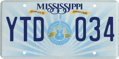 MS license plate YTD034