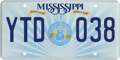 MS license plate YTD038