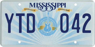 MS license plate YTD042