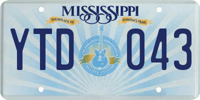 MS license plate YTD043