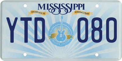 MS license plate YTD080