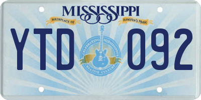 MS license plate YTD092