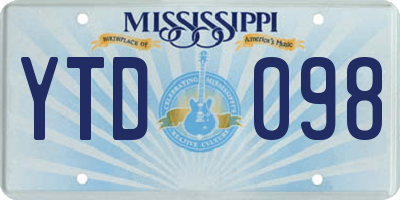 MS license plate YTD098