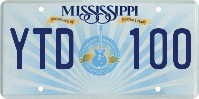 MS license plate YTD100