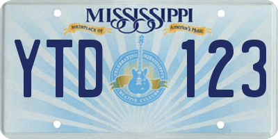 MS license plate YTD123
