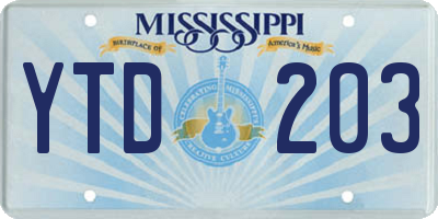 MS license plate YTD203