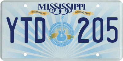 MS license plate YTD205