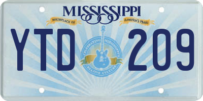 MS license plate YTD209