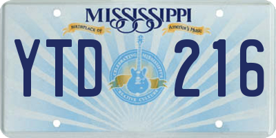 MS license plate YTD216