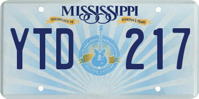 MS license plate YTD217