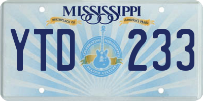 MS license plate YTD233