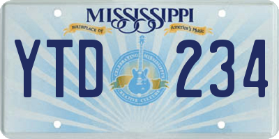 MS license plate YTD234