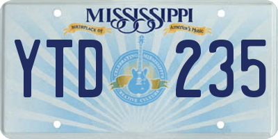 MS license plate YTD235